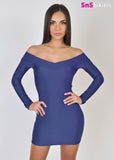 MARBELLA Sexy Shoulder Lycra Party Dress