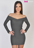 MARBELLA Sexy Shoulder Lycra Party Dress
